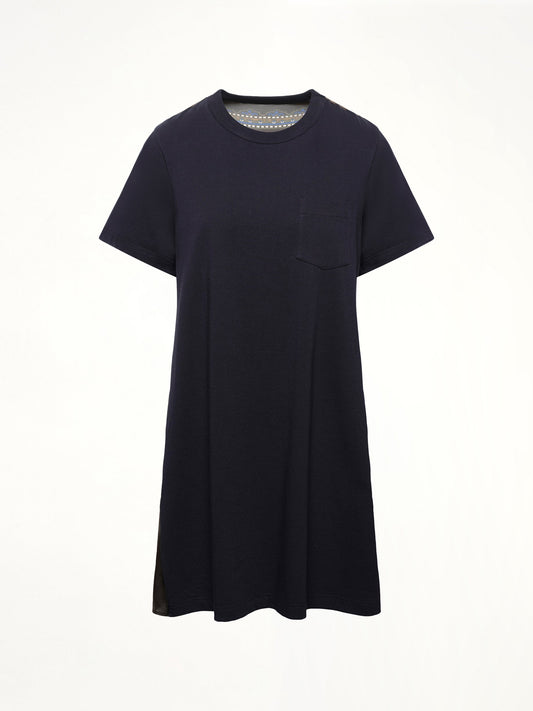SACAI Paisley Print x Cotton Jersey Dress (Navy/Khaki)