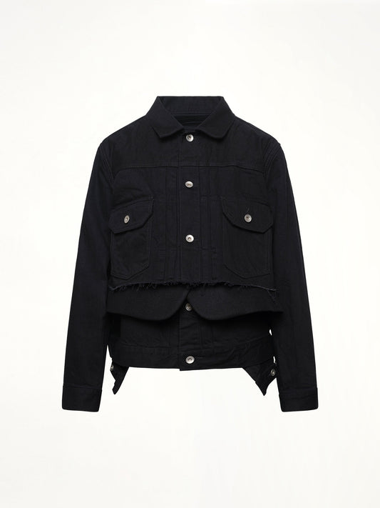 SACAI Denim x Wool Melton Jacket (Black)