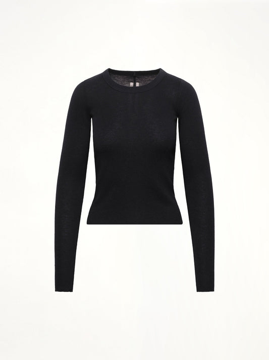 RICK OWENS Cropped Rib Long Sleeve T (Black)