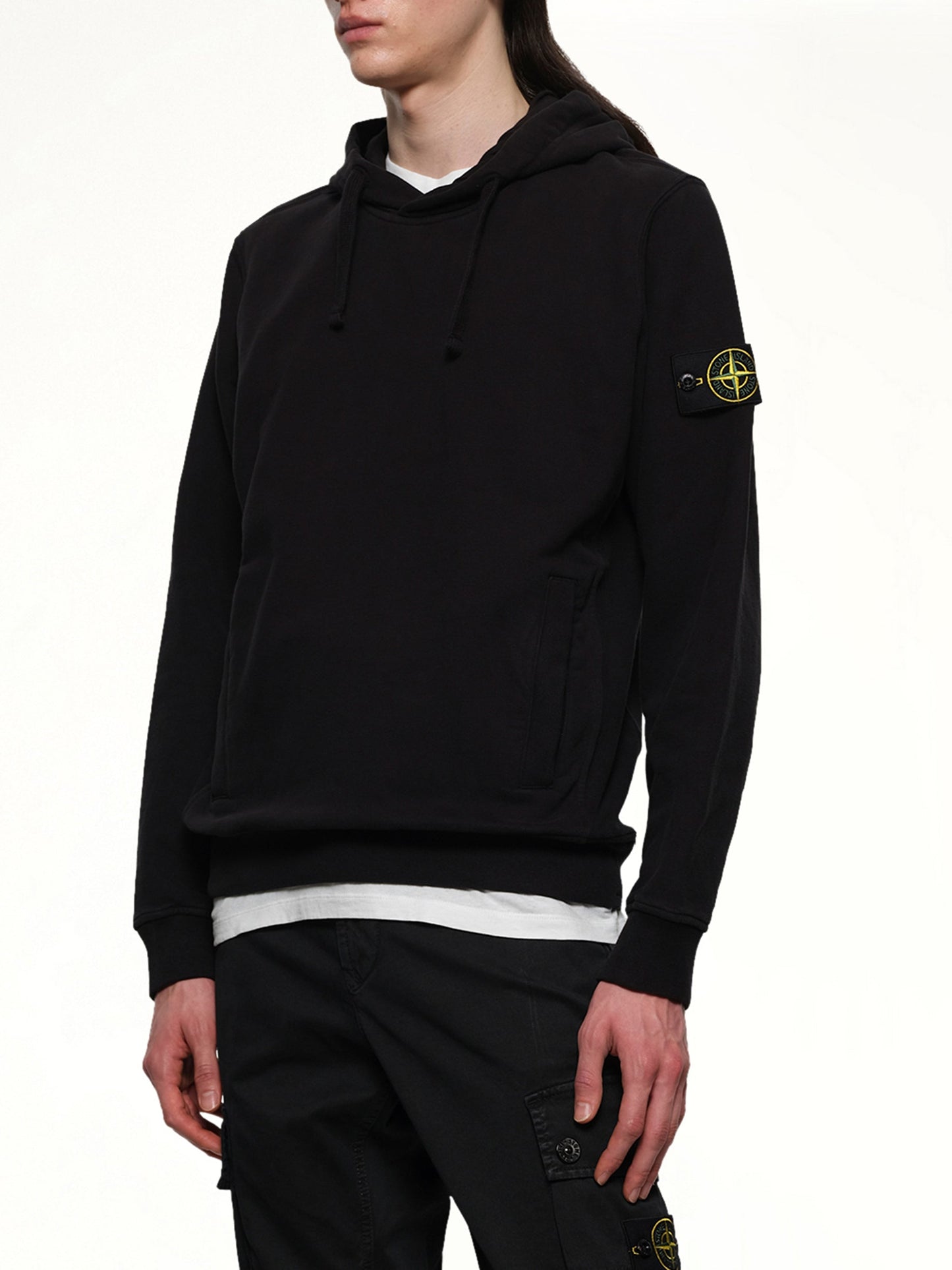 STONE ISLAND 6100029 Cotton Fleece Hoodie (Black)