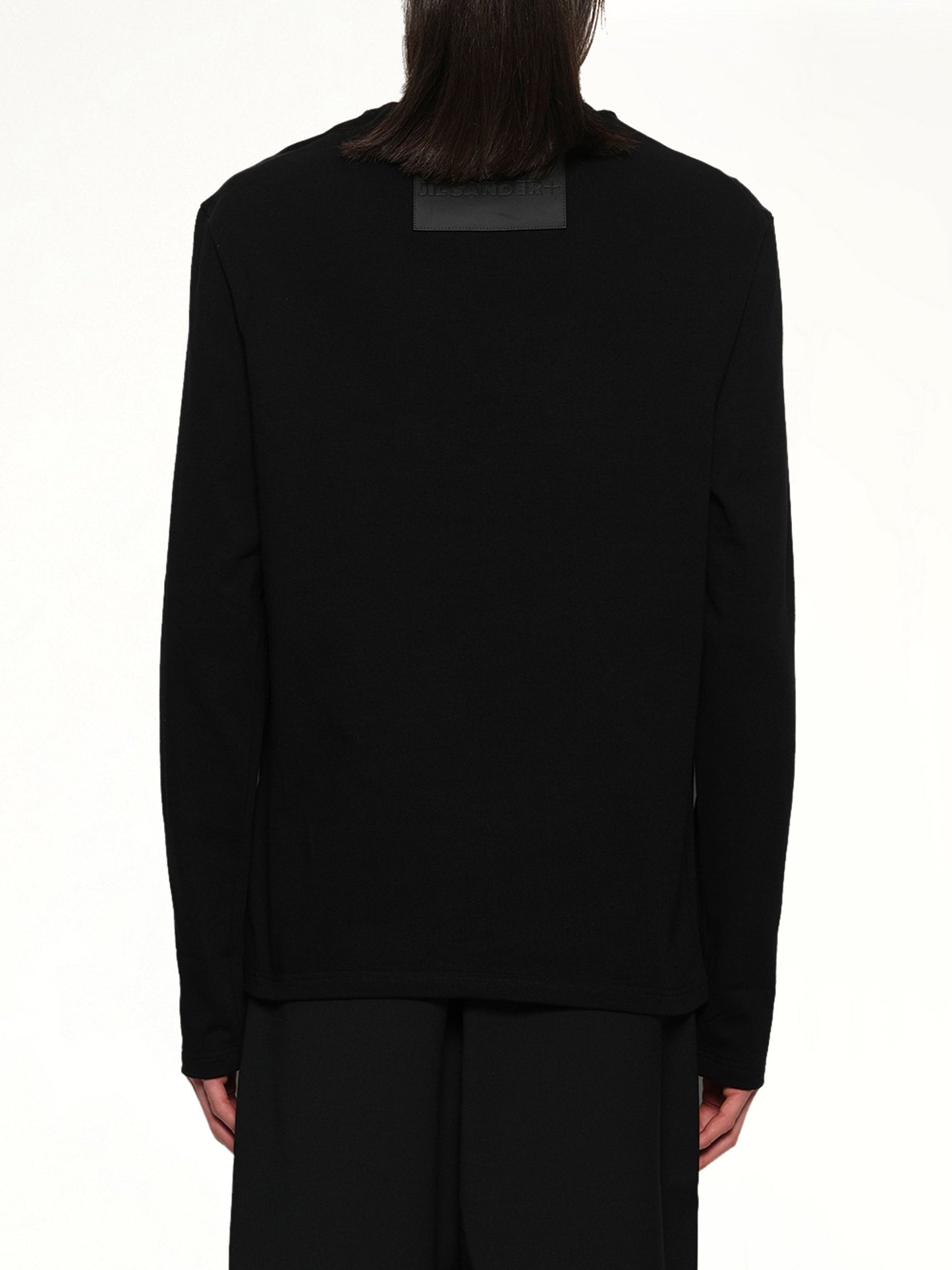 JIL SANDER Leather Patch Long Sleeve T-Shirt (Black)
