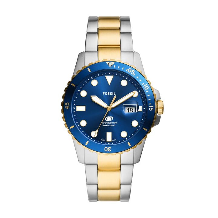 Image of Watches. Productname: Fossil Blue Dive Three-Hand Date Two-Tone Stainless Steel Watch FS6034 in Watch colour by brand - Fossil