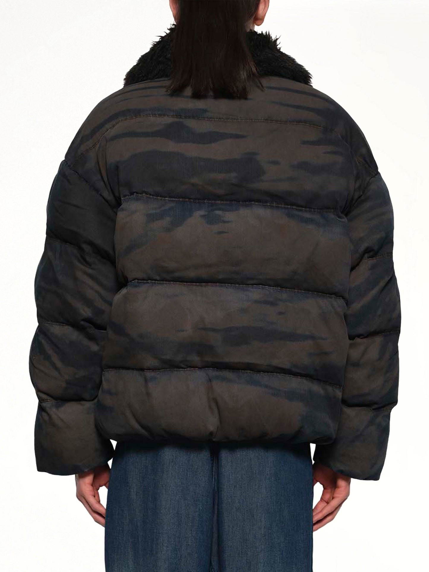 DIESEL W-JOHNS Shearling Down Jacket (Brown)