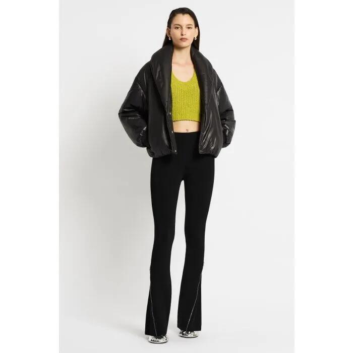 Image of a model wearing Outerwear. Productname: Small Talk Bomber in Black colour by brand - sass and bide