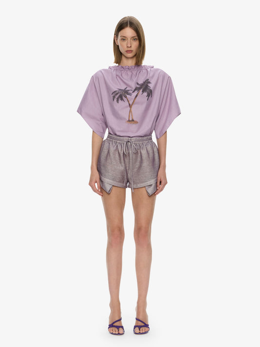 CHRISTOPHER ESBER Mirage Palm Poplin Top (Lilac)