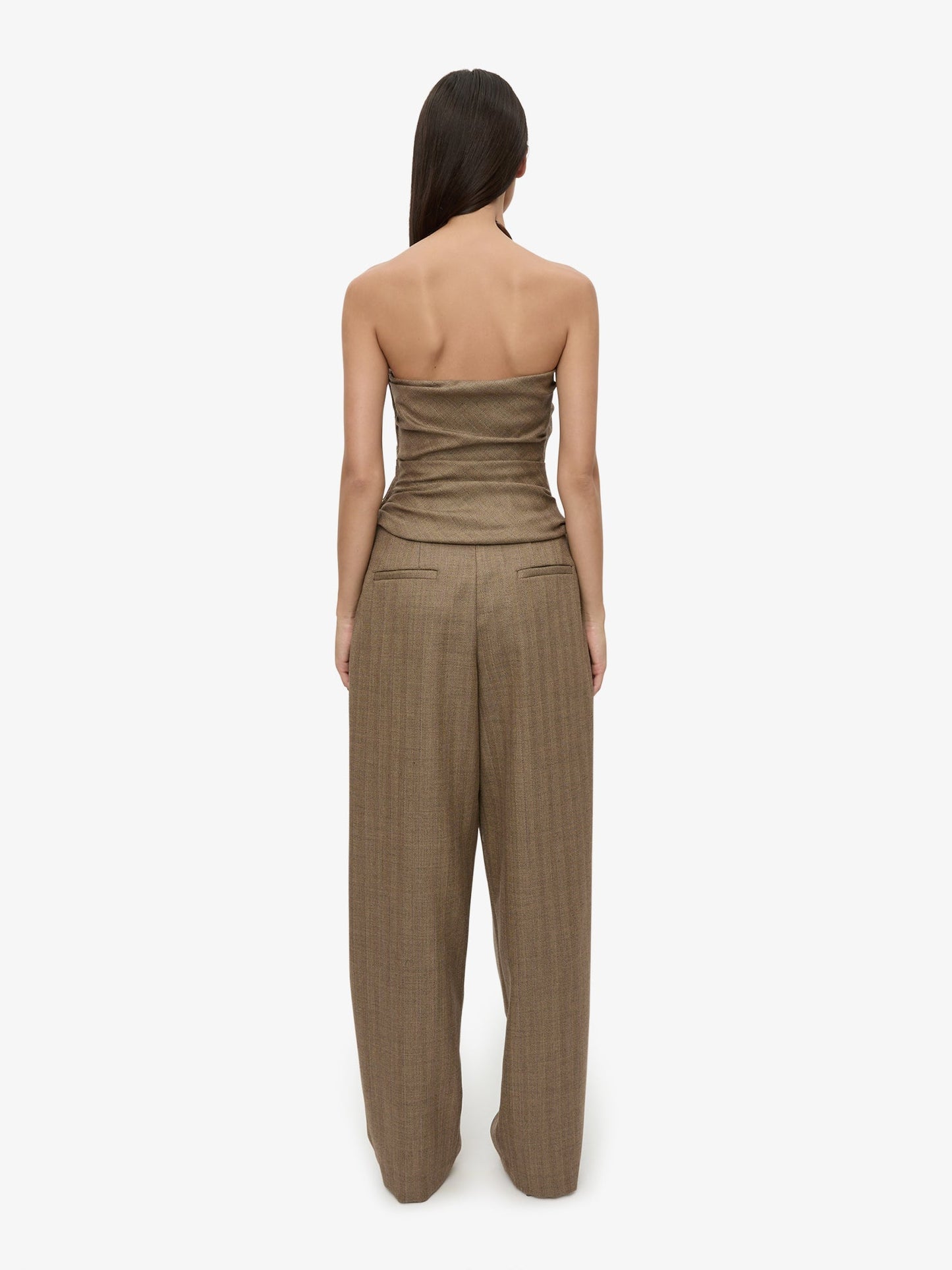 CHRISTOPHER ESBER Chime Necklace Herringbone Halter Top (Brown)