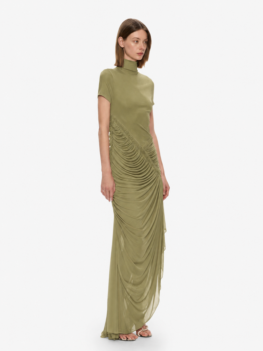 CHRISTOPHER ESBER Fusion Ruched Ripple Dress (Fennel)