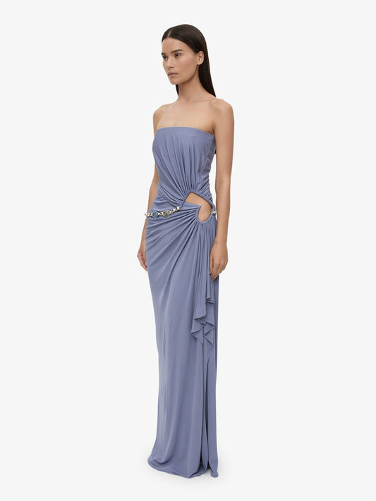 CHRISTOPHER ESBER Crystal Cable Chain Strapless Gown (Purple)