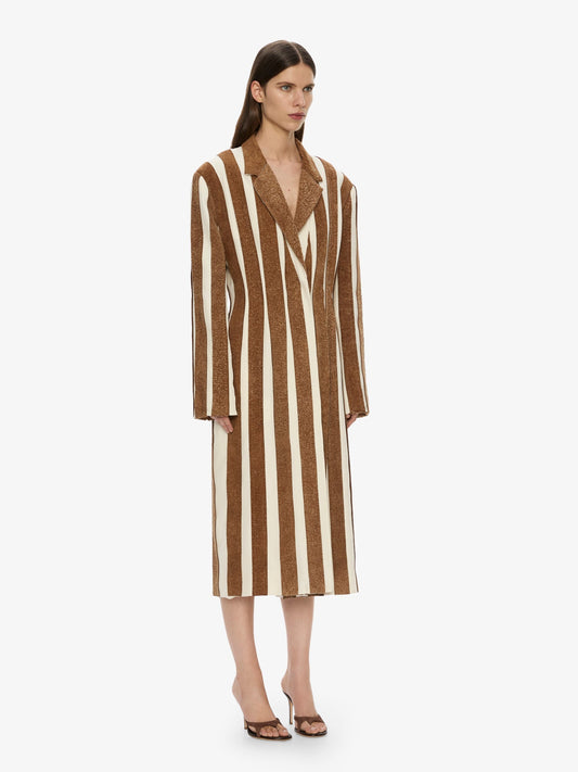 CHRISTOPHER ESBER Tropic Leather Panelled Coat (Coconut)