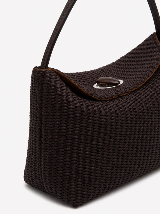 CHRISTOPHER ESBER Turnlock Raffia Mini Bag (Chocolate)