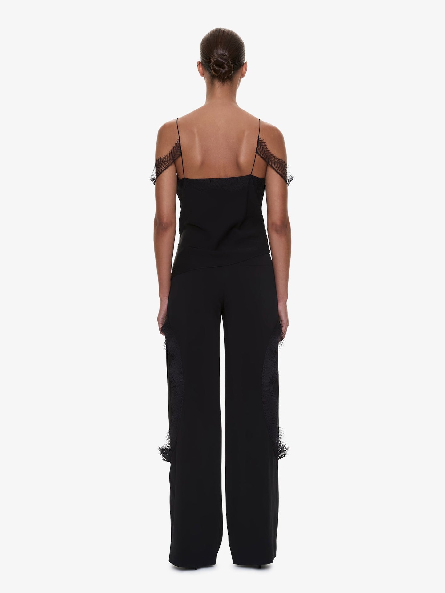 CHRISTOPHER ESBER Miro Split Lace Draped Cami (Black)