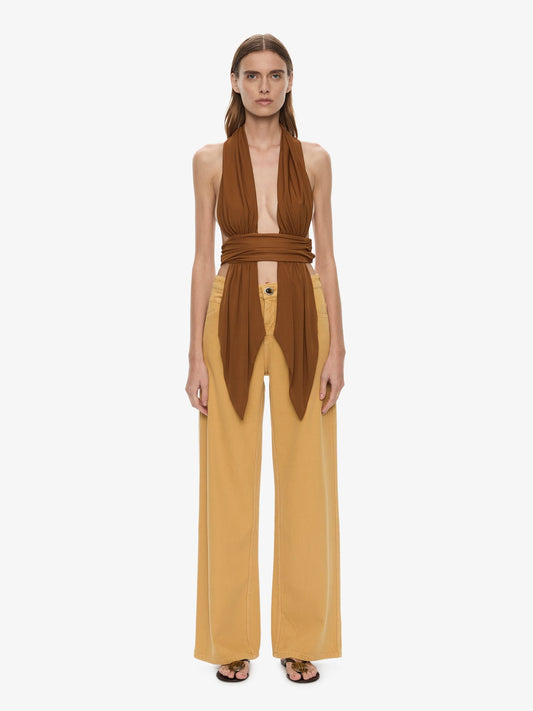 CHRISTOPHER ESBER Scarf Draped Halter Top (Cognac)