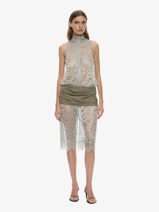 CHRISTOPHER ESBER Moonlit Patina Lace Zipped One Piece (Mist)
