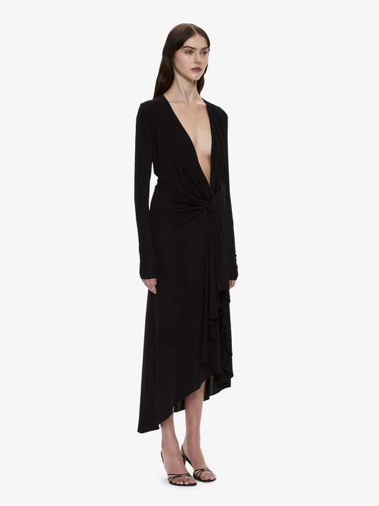 CHRISTOPHER ESBER Spire Cascade Long Sleeve Dress (Black)