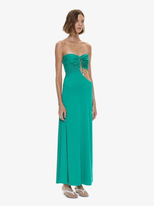 CHRISTOPHER ESBER Droplet Crystal Pendant Strapless Dress (Malachite)