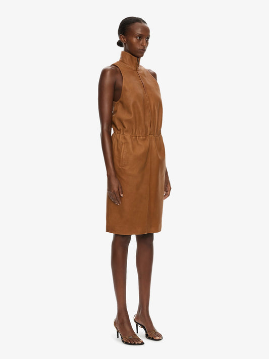 CHRISTOPHER ESBER Dannie Leather Zipped Dress (Cognac)