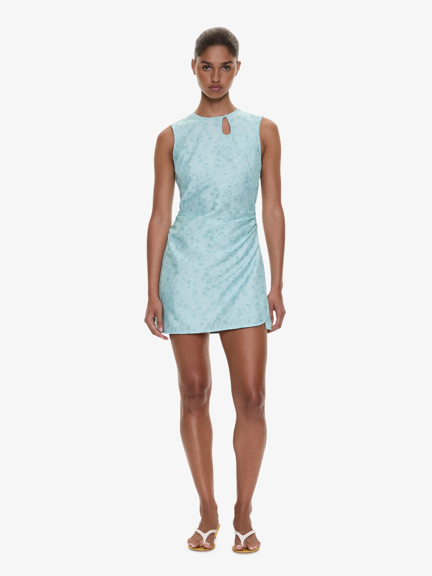 CHRISTOPHER ESBER Light Leak Jacquard Loophole Mini Dress (Mint)