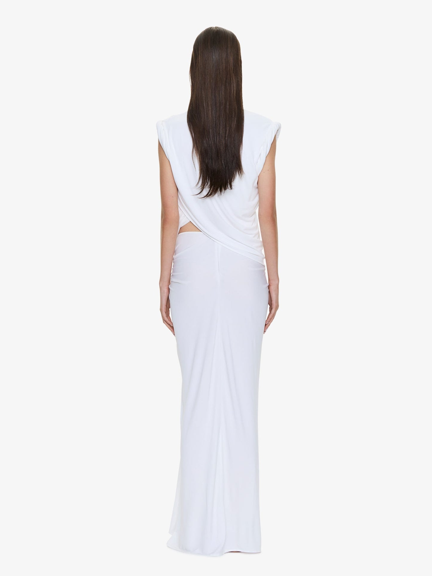 CHRISTOPHER ESBER Twisted Lever Rolled Up Tee Dress (White)