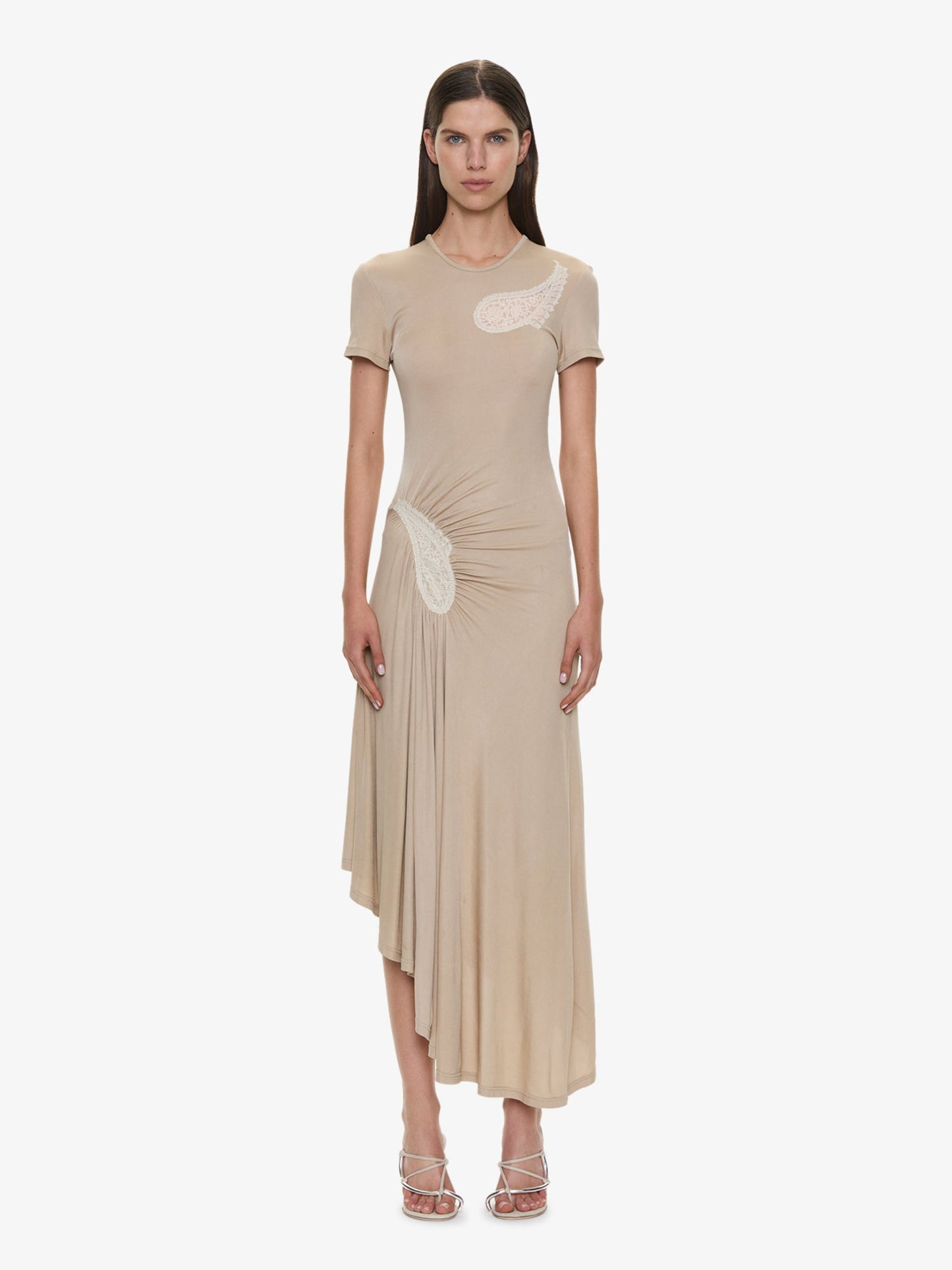 CHRISTOPHER ESBER Paisley Lace Rib Tee Dress (Chalk)