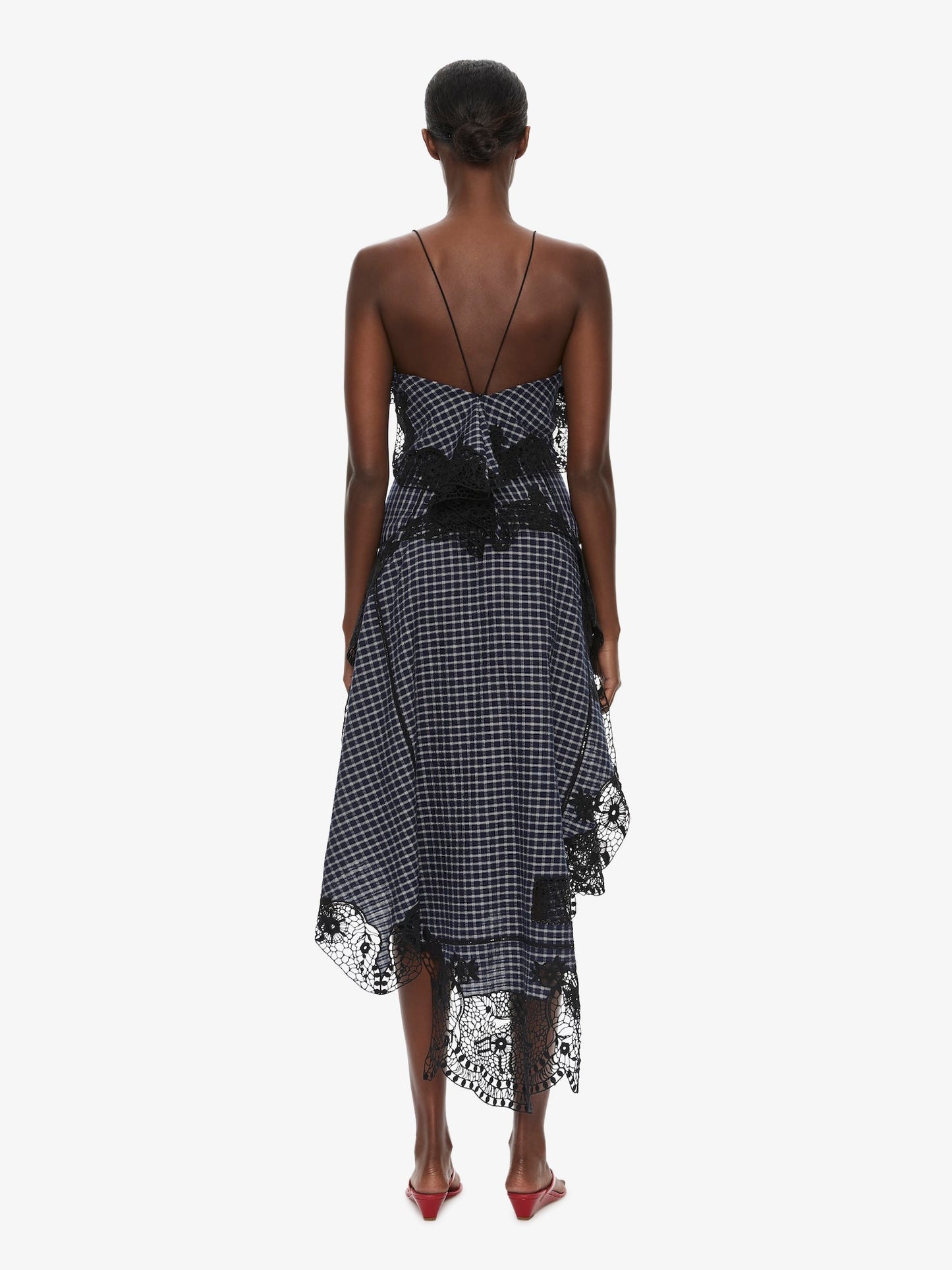 CHRISTOPHER ESBER Embroidered Handkerchief Envelope Cami Dress (Check)
