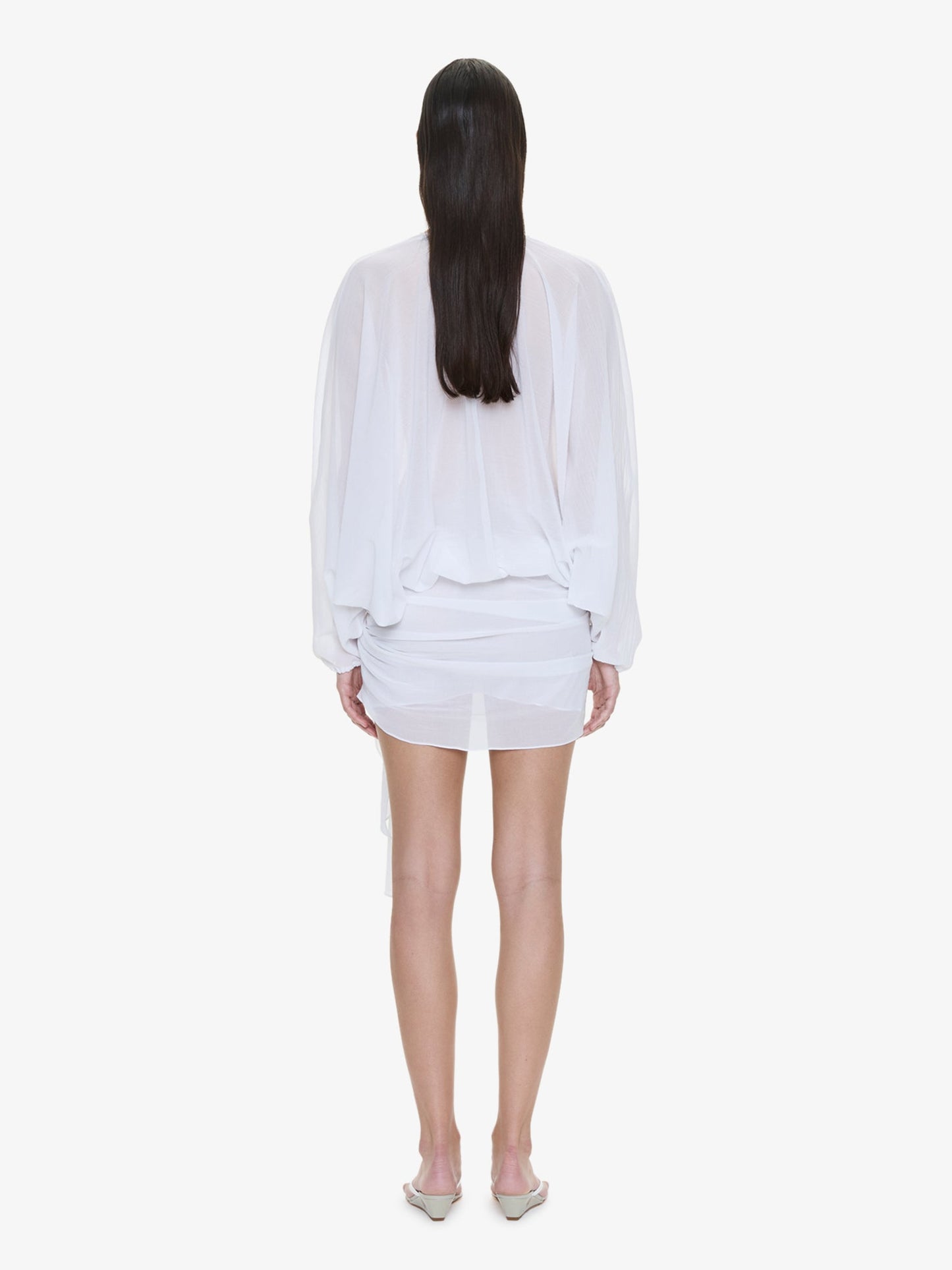 CHRISTOPHER ESBER Porto Tie Long Sleeve Mini Dress (White)