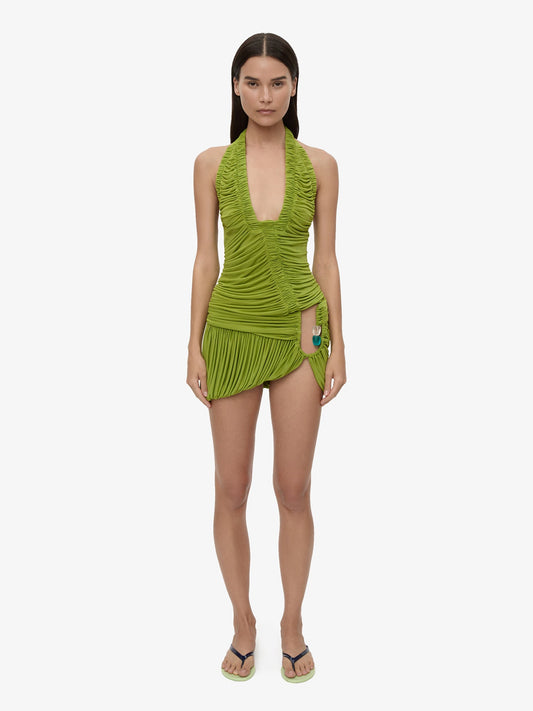 Image of Dresses. Product name - Beach Glass Bubble Mini Dress in Green colour by brand - CHRISTOPHER ESBER