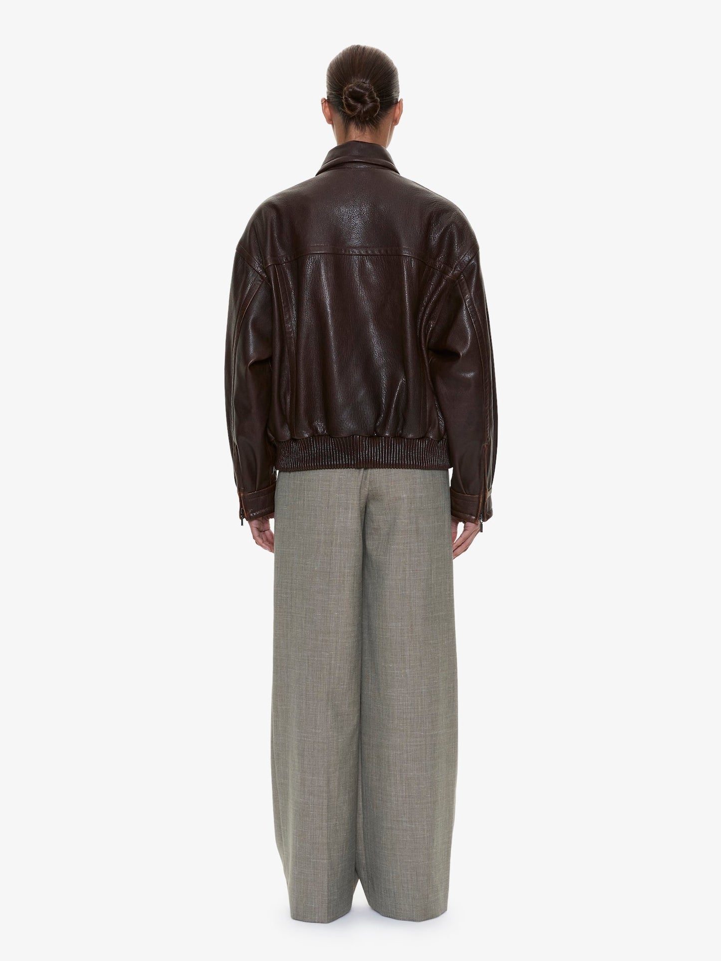 CHRISTOPHER ESBER Tropical Wool Leather Waisted Trouser (Kombu)