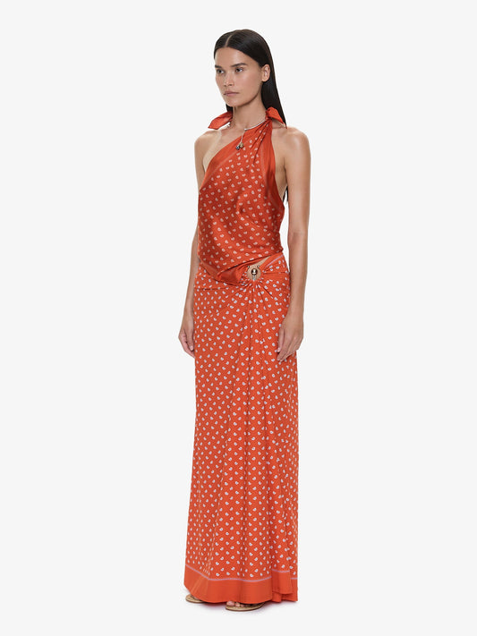 CHRISTOPHER ESBER Bandana Ruched Orbit Skirt (Carnelian)