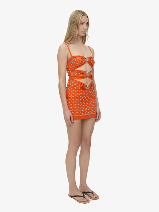 CHRISTOPHER ESBER Bandana Ruched Orbit Mini Dress (Print)