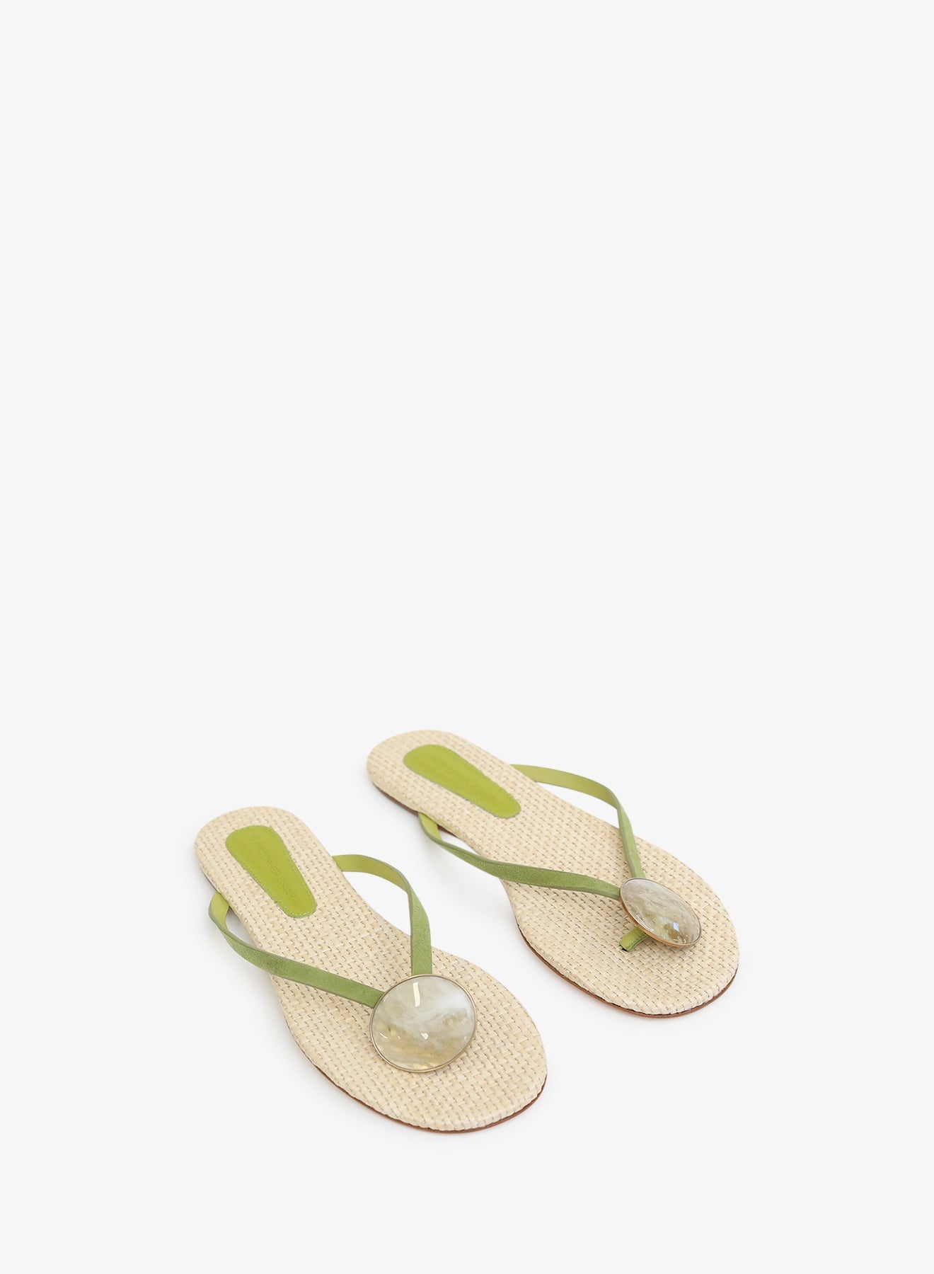 CHRISTOPHER ESBER Aura Quartz Raffia Flip Flop (Natural)