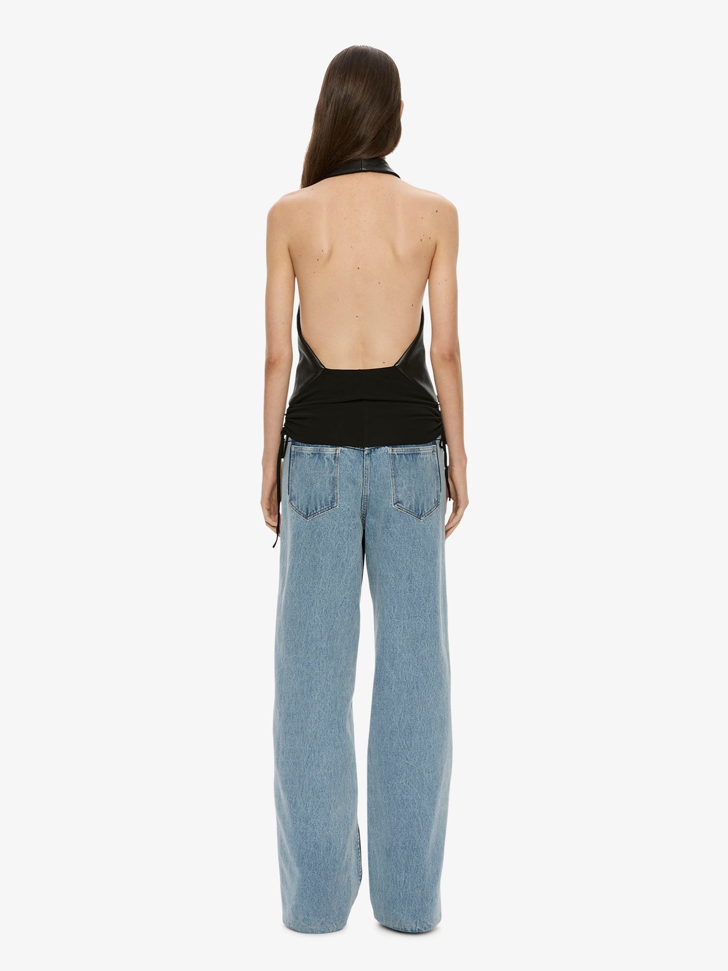 CHRISTOPHER ESBER Tailored Slope Leather Halter Top (Black)