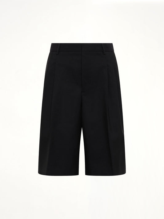 AMI PARIS Low Waist Wide Bermuda Shorts (Black)