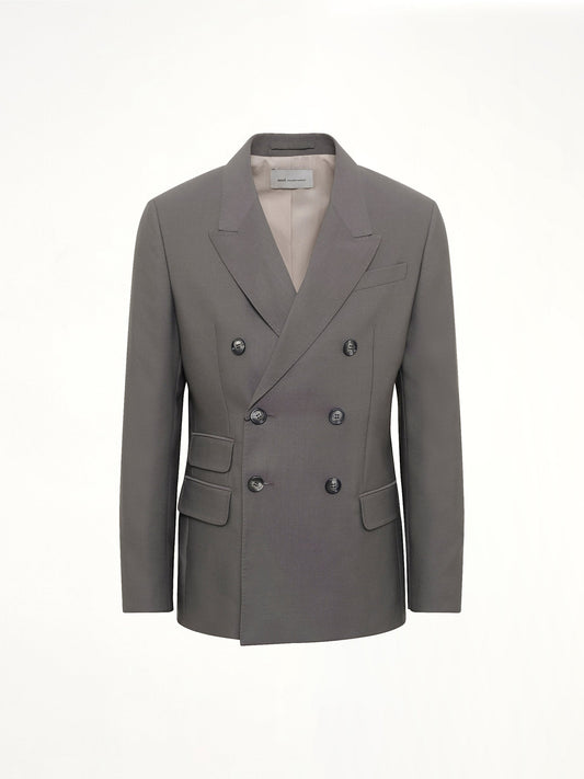 AMI PARIS Straight Double Breasted Jacket (Grey)