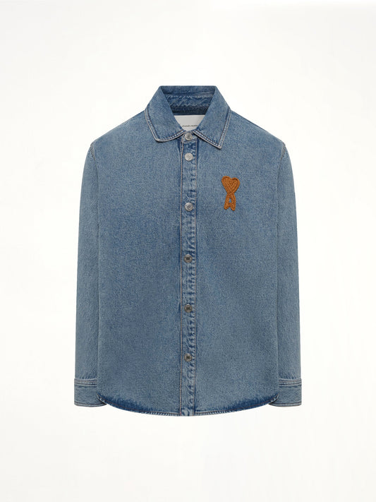 AMI PARIS Knitted ADC Denim Shirt (Blue)