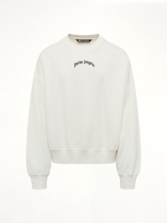PALM ANGELS Back Curved Logo Loose Sweatshirt (White)