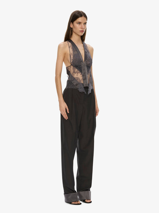 CHRISTOPHER ESBER Rowan Sateen Cuffed Trouser (Smoke)