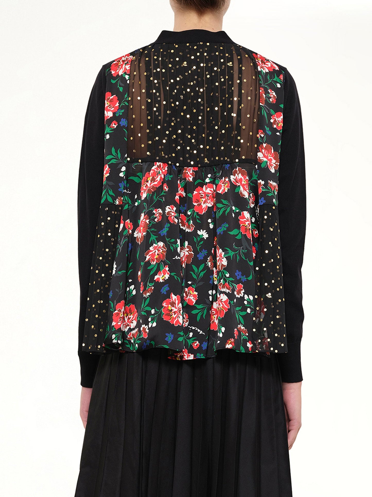 SACAI Floral Mix Cardigan (Black)