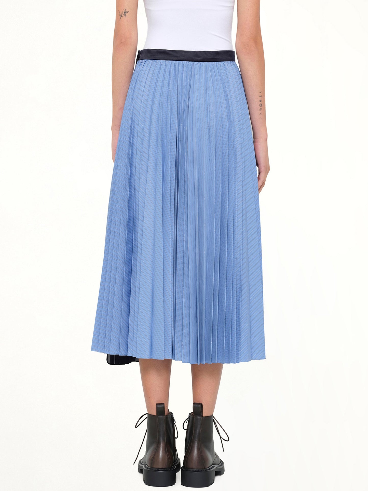 SACAI Poplin Pleat Skirt (Blue)