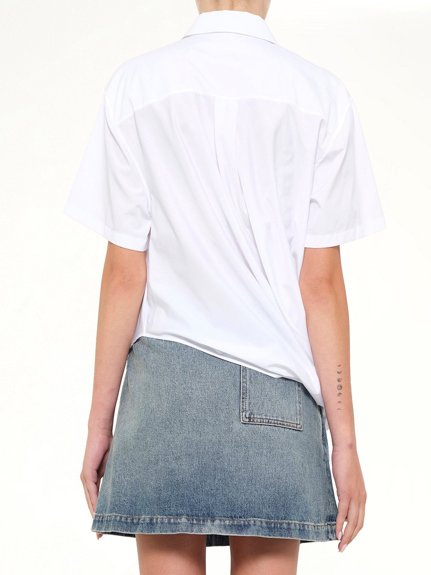 LOEWE Short Sleeve Draped Shirt (White)