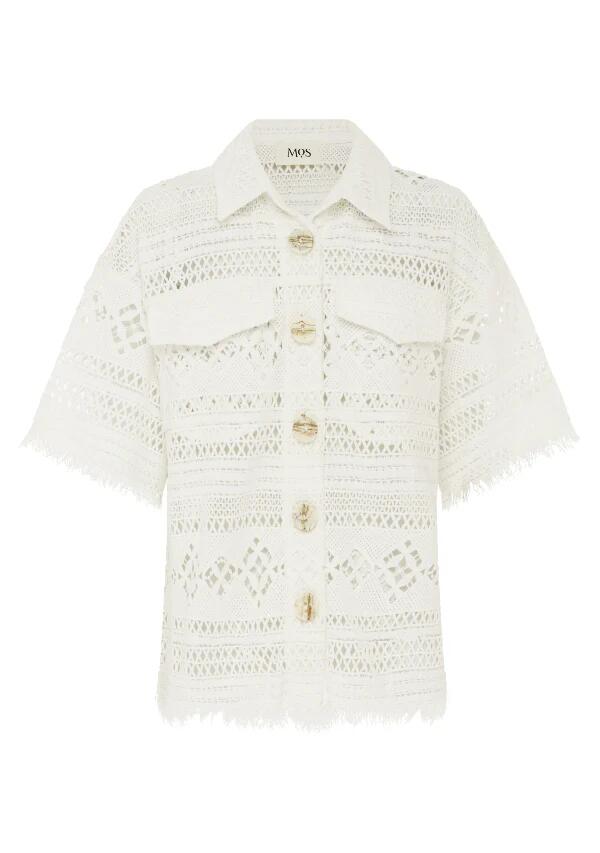 Image of a model wearing Tops. Productname: Daniela Textured Shirt in Bright White colour by brand - MOS The Label