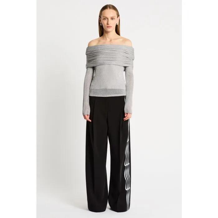 Image of a model wearing Tops. Productname: Awaken Top in METALLIC SILVER colour by brand - sass and bide