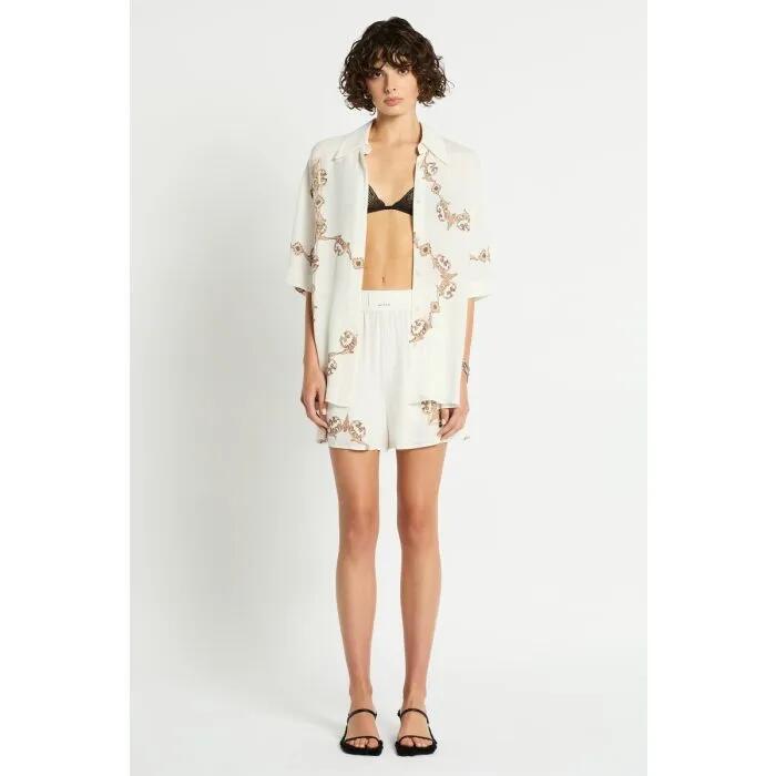 Image of a model wearing Tops. Productname: Tiled Shirt in PRINT colour by brand - sass and bide