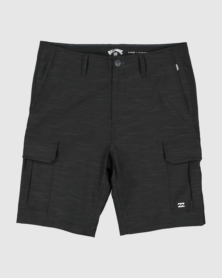 Image of a model wearing Shorts. Product name - Billabong Mens Scheme X Walkshorts Black in Black colour by brand - Billabong