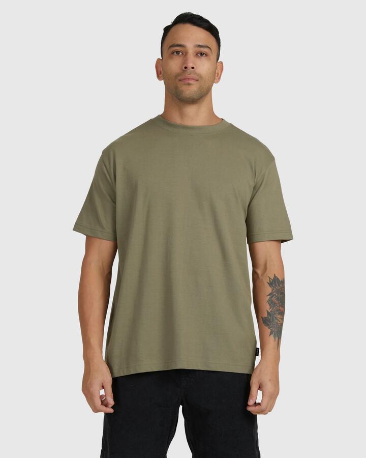 Image of T-Shirts. Product name - RVCA Mens Rvca Basic T-Shirt Olive in Olive colour by brand - RVCA