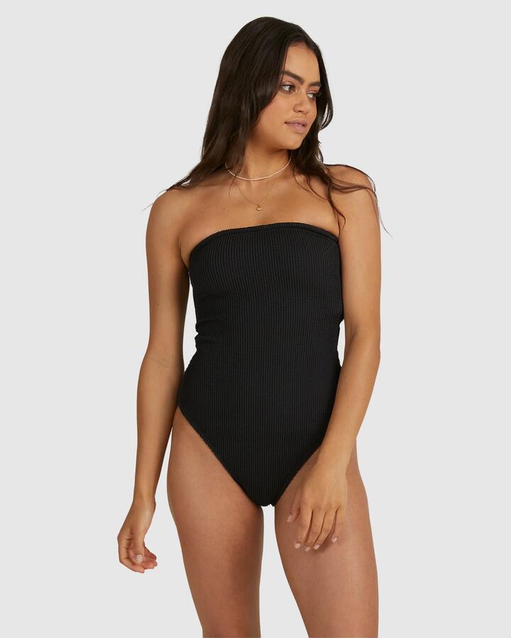 Image of Swimwear. Product name - Billabong Womens Summer High Bandeau One Piece Swimsuit Black Sands in Black Sands colour by brand - Billabong
