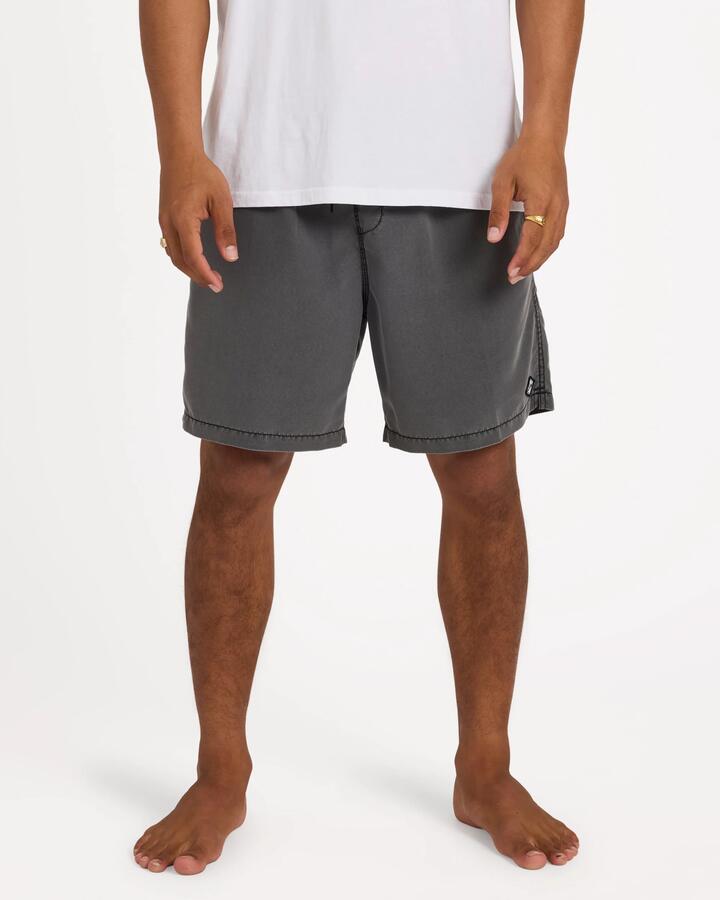 Image of Swimwear. Product name - Billabong Mens All Day Overdyed Layback Boardshorts Black in Black colour by brand - Billabong