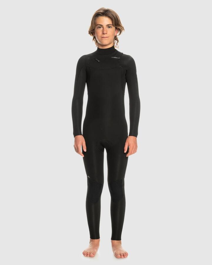 Image of Wetsuits. Product name - Quiksilver Boys 8-16 3/2Mm Everyday Sessions Chest Zip Wetsuit Black in Black colour by brand - Quiksilver