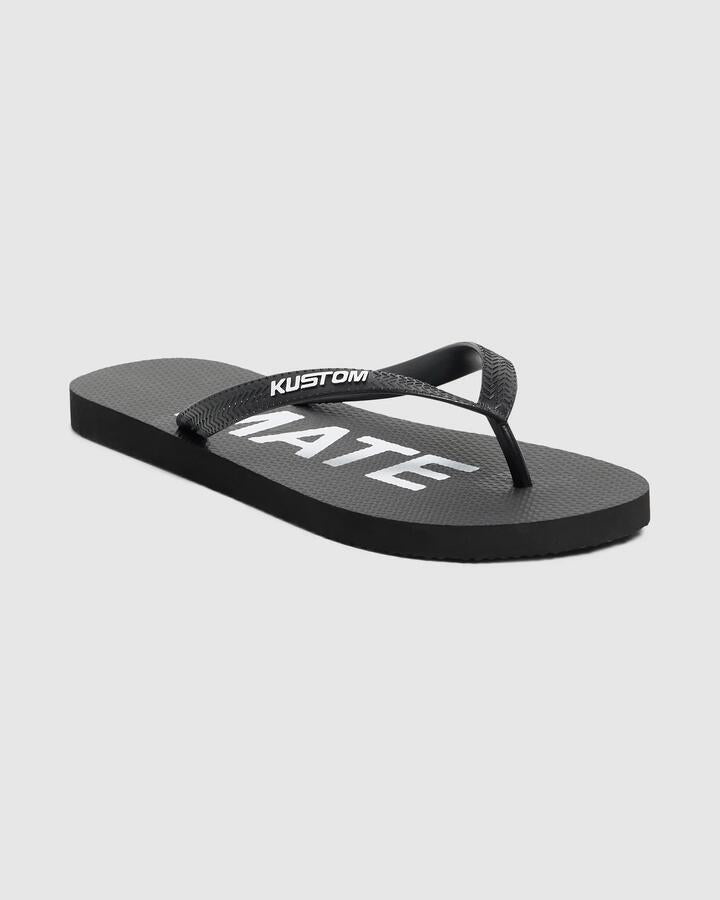 Image of Sandals. Product name - Kustom Mens Blend Cheers Thongs Black White in Black White colour by brand - Kustom