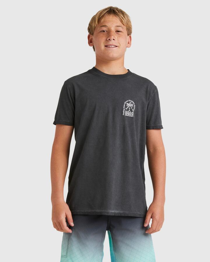 Image of a model wearing Tops. Productname: Billabong Boys 8-16 Big Wave Shaz T-Shirt Black - in Black colour by brand - Billabong