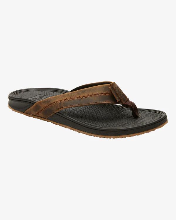 Image of Sandals. Product name - Billabong Mens Brunswick Leather Sandals Black in Black colour by brand - Billabong